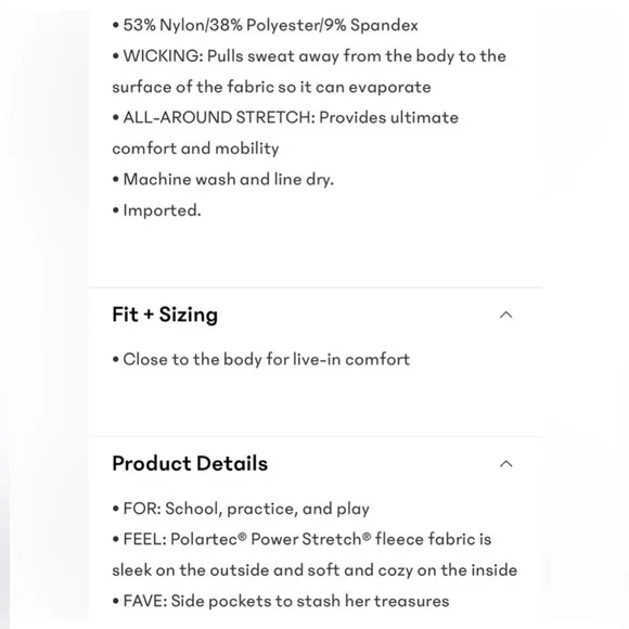 NWT Athleta Girls Polartec Stash Tight in black, size Large / 12. 🖤 - Picture 9 of 9